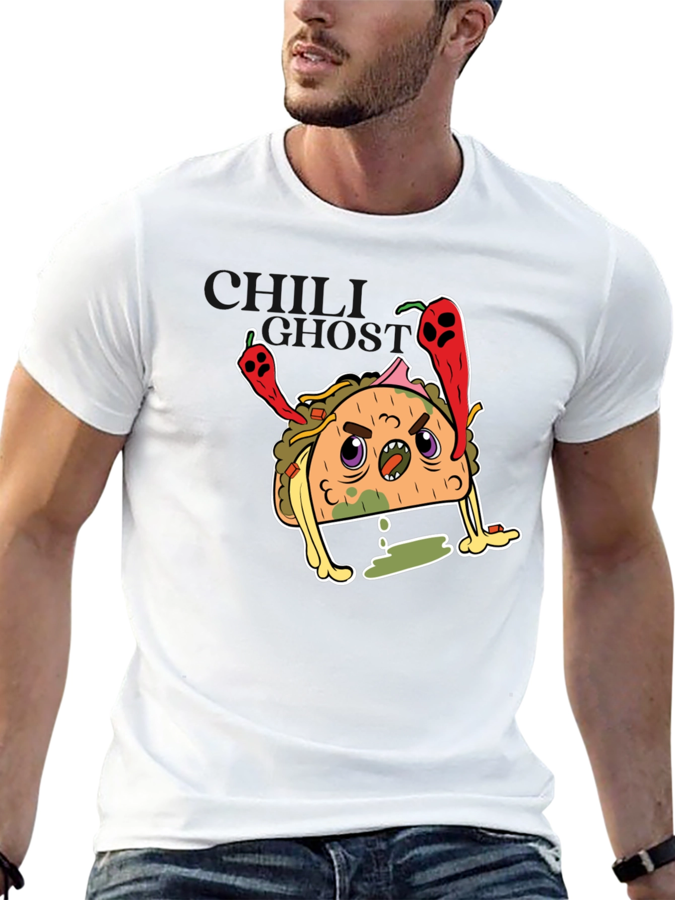 Cartoon Taco Graphic Black T-Shirt