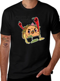 Cartoon Taco Graphic Black T-Shirt