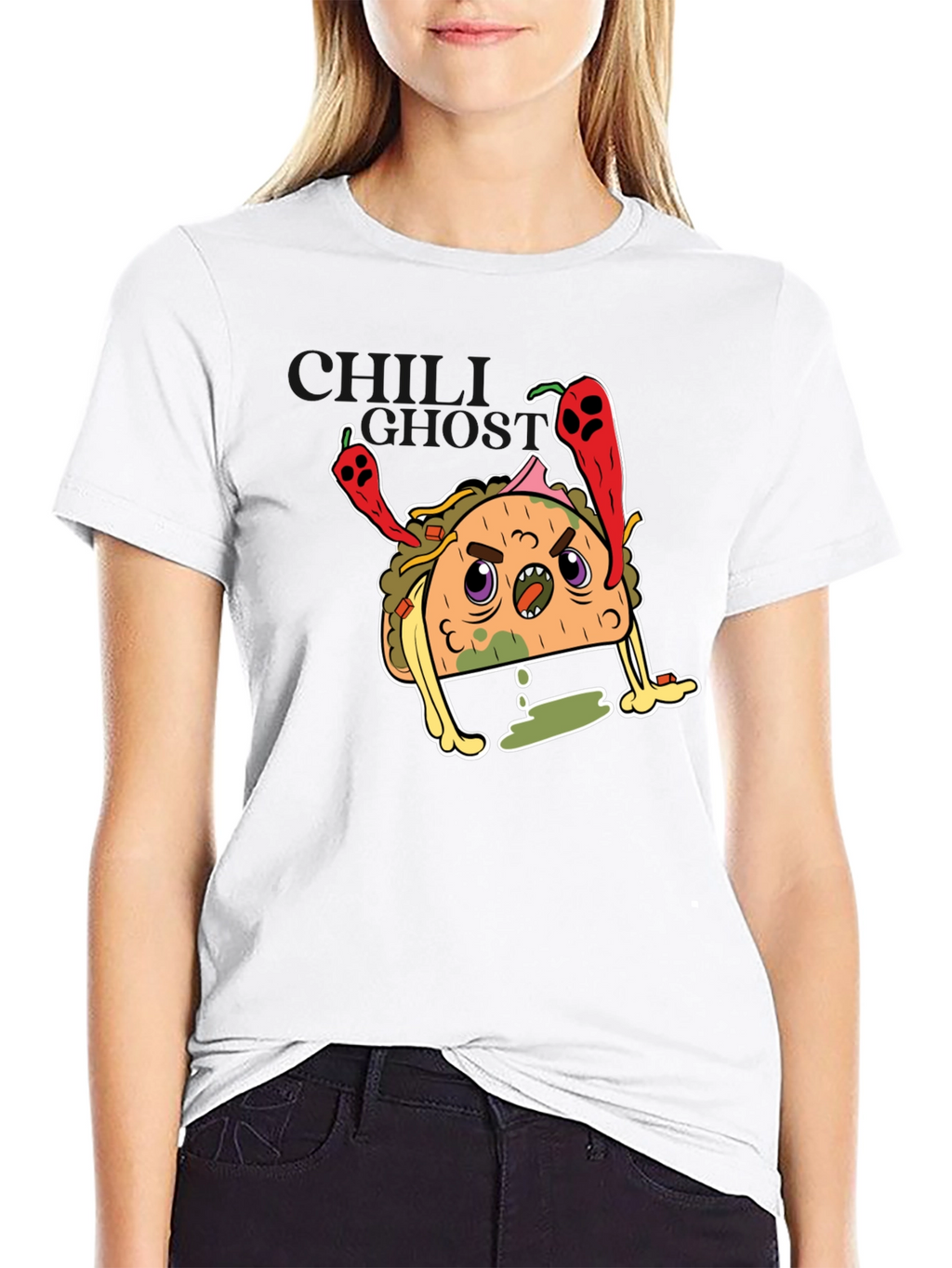 Cartoon Taco Graphic Black T-Shirt