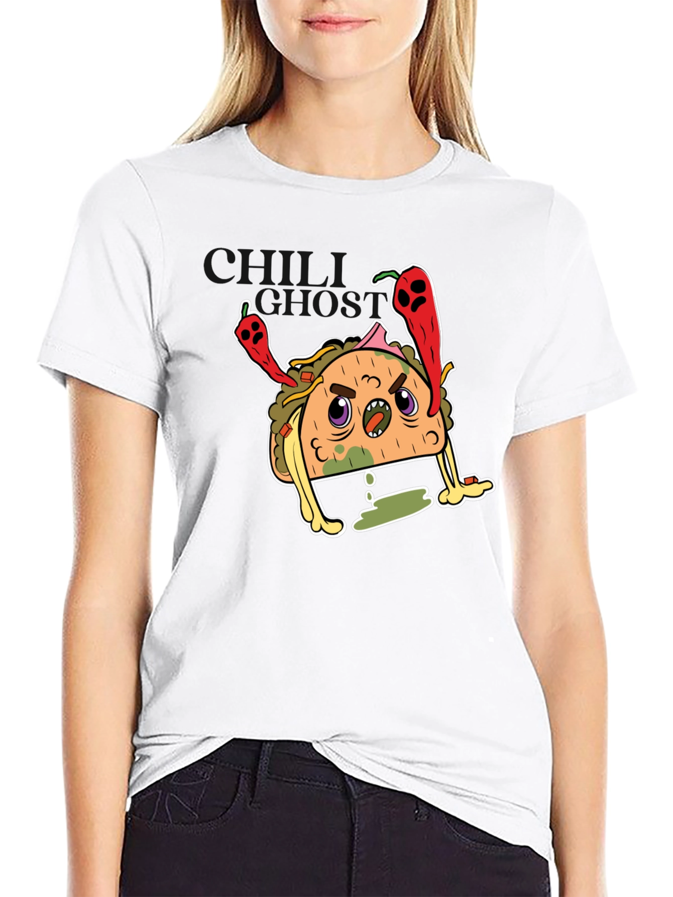 Cartoon Taco Graphic Black T-Shirt