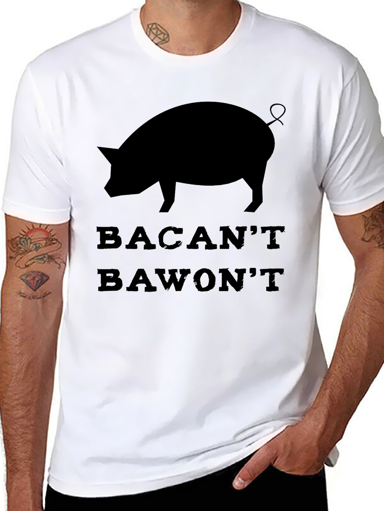 Bacant Bawont Pig T-Shirt - Funny Graphic Tee
