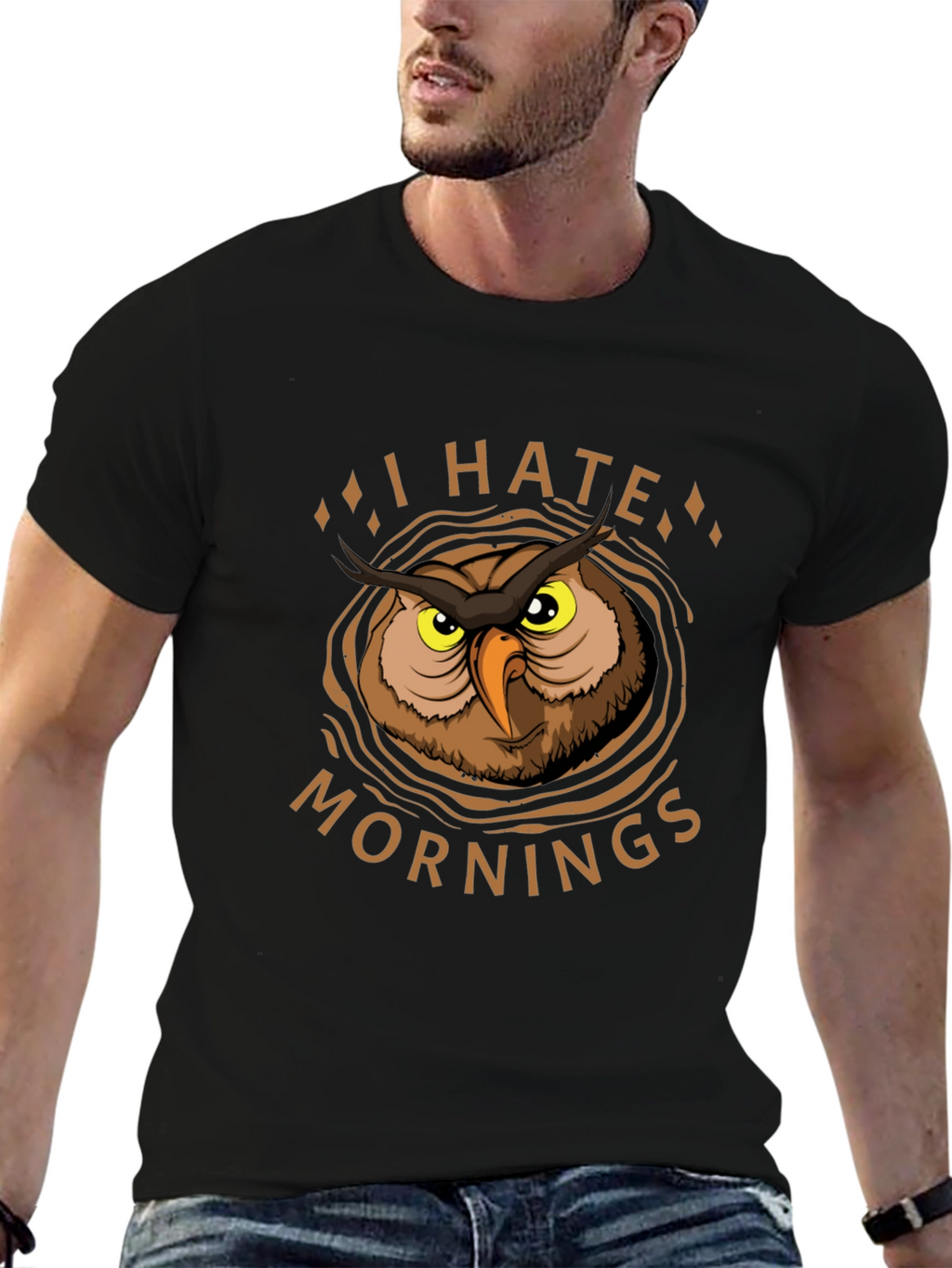 I Hate Mornings Owl Graphic T-Shirt