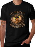 I Hate Mornings Owl Graphic T-Shirt