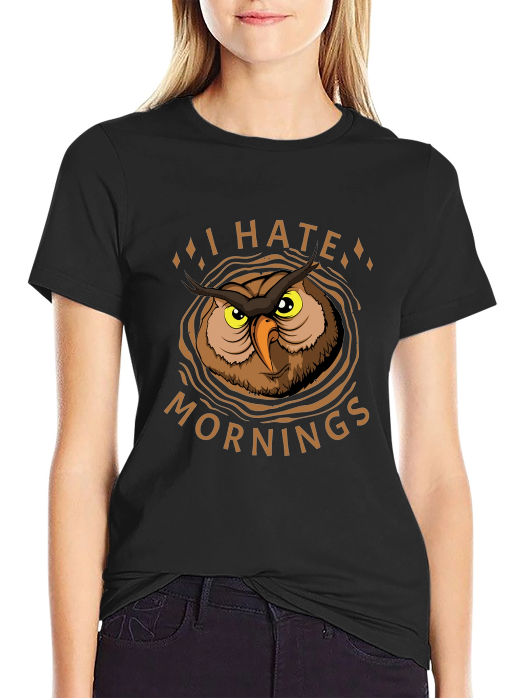 I Hate Mornings Owl Graphic T-Shirt