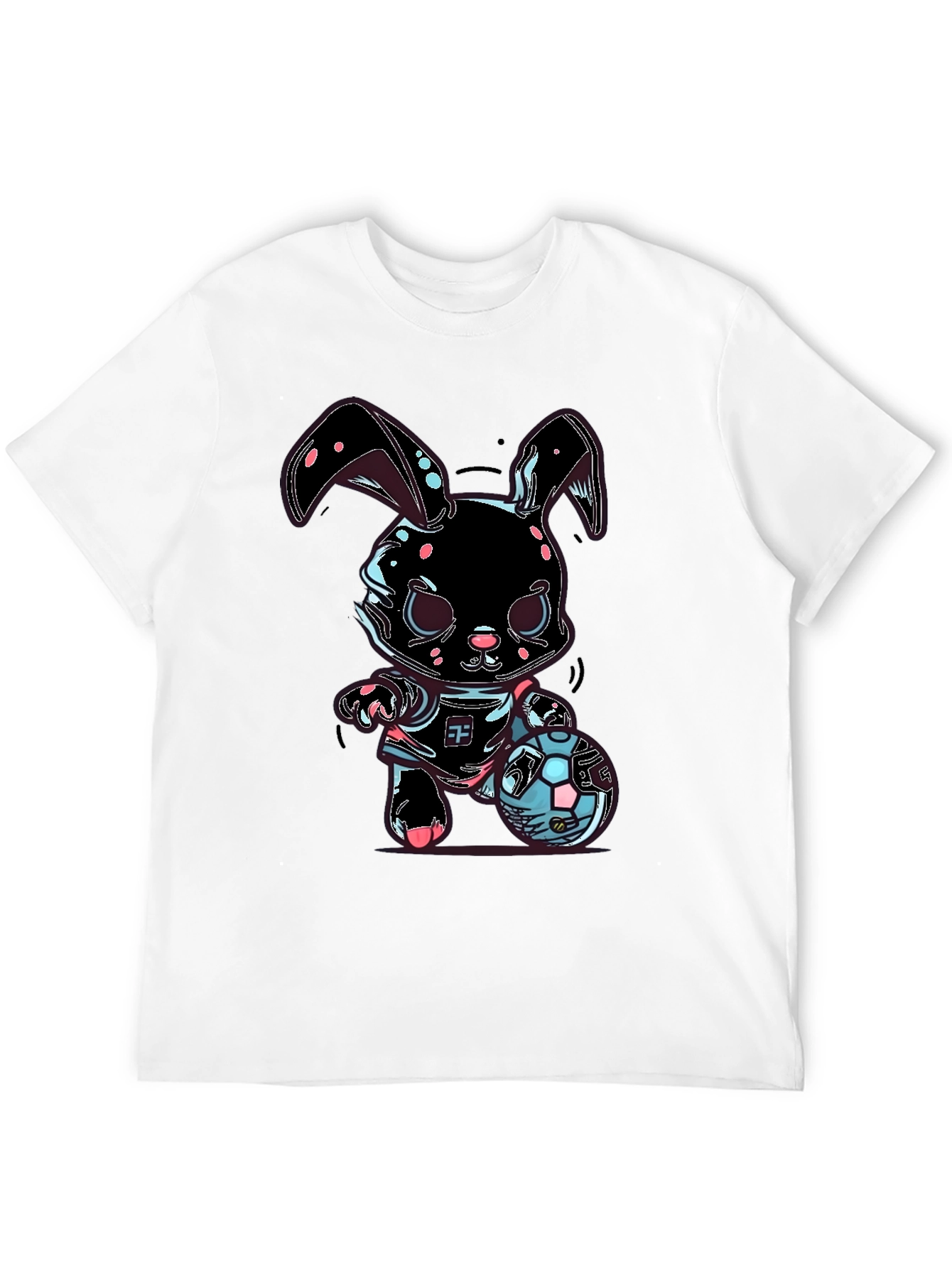 Bunny Soccer T-Shirt - Black Cotton Blend