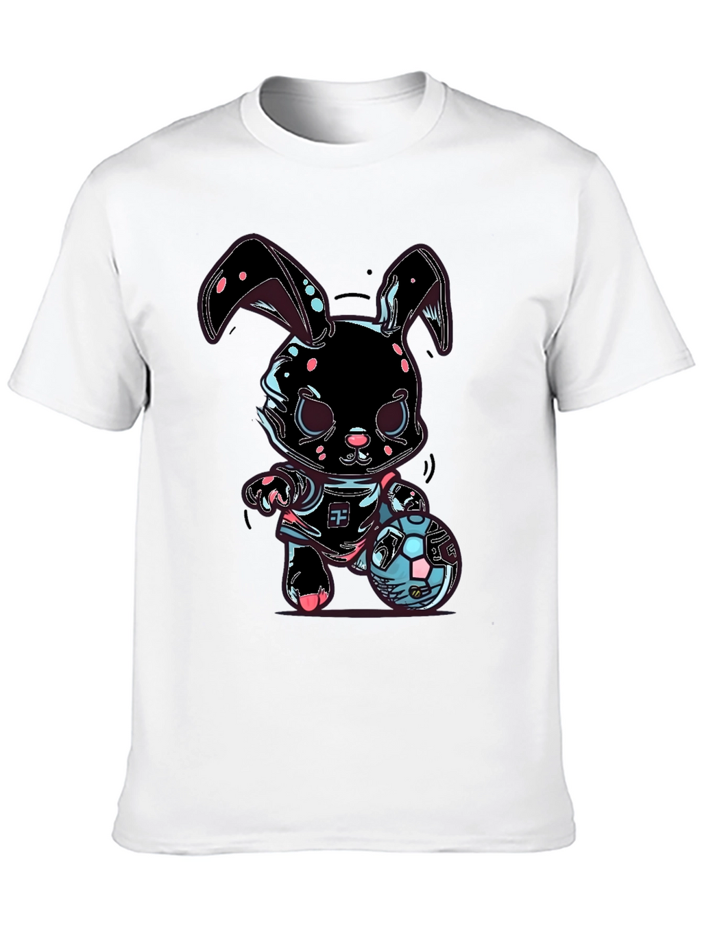 Bunny Soccer T-Shirt - Black Cotton Blend