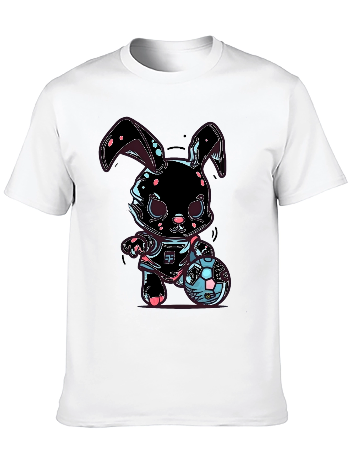 Bunny Soccer T-Shirt - Black Cotton Blend