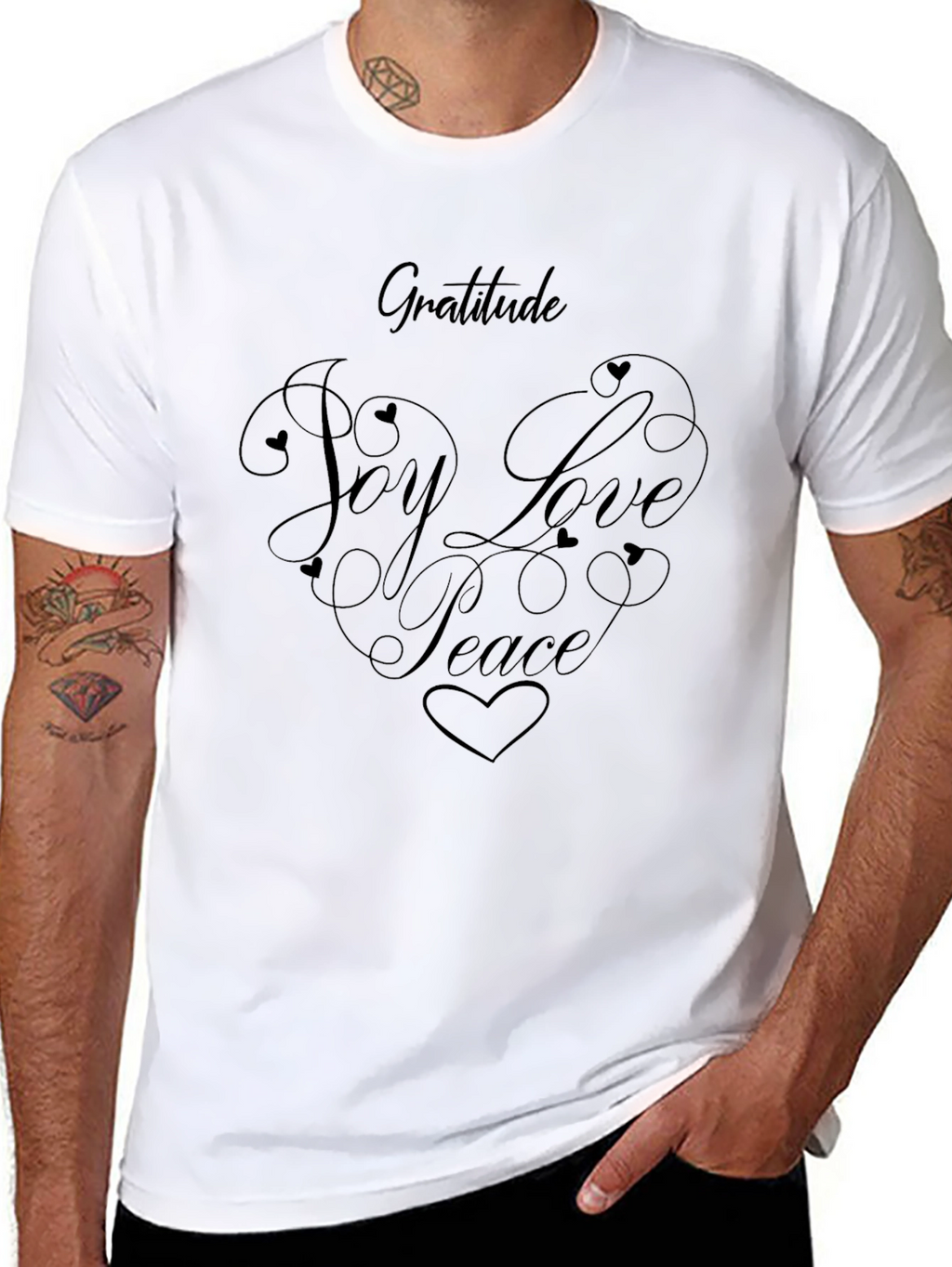 Gratitude Joy Love Peace Graphic Tee - Black
