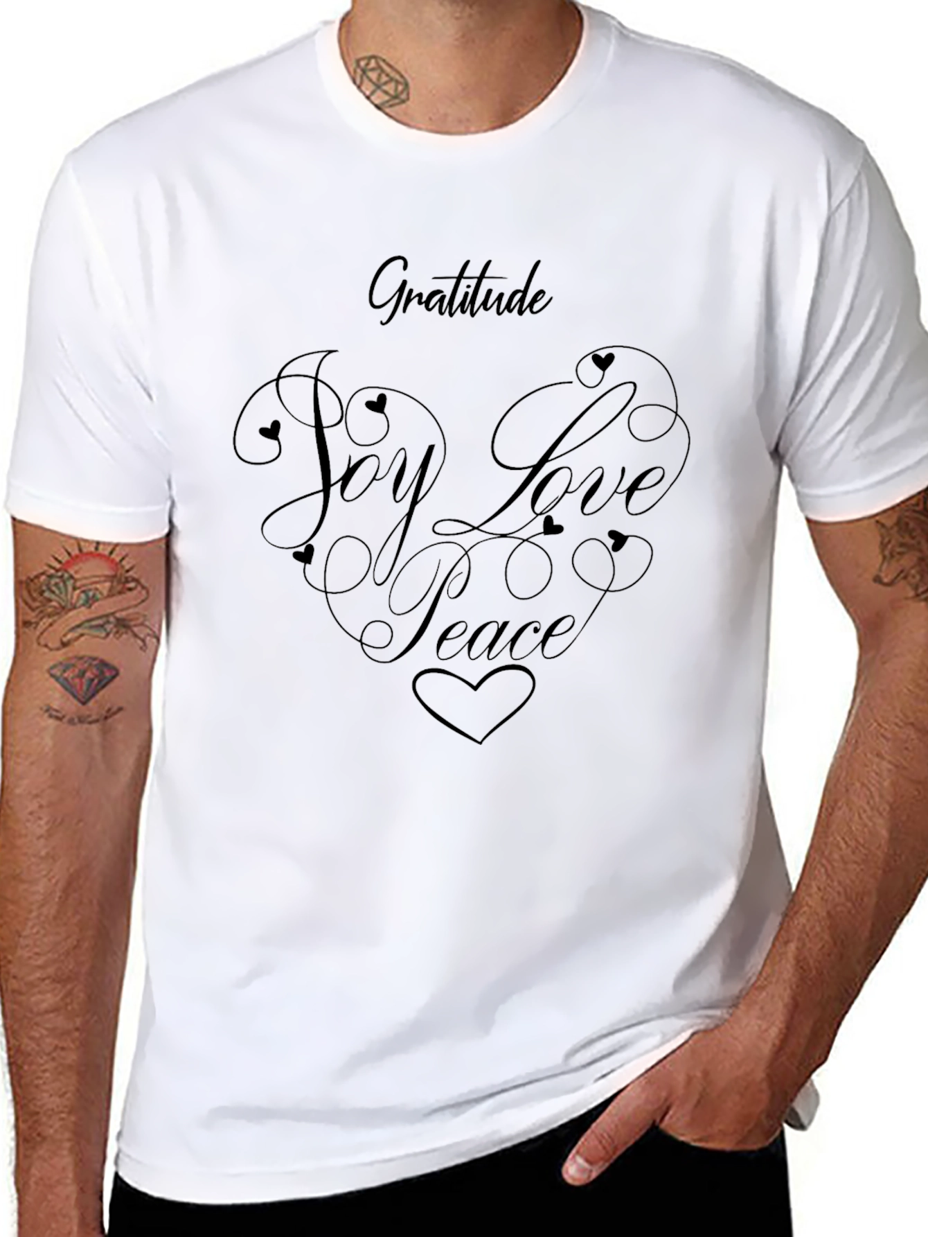 Gratitude Joy Love Peace Graphic Tee - Black