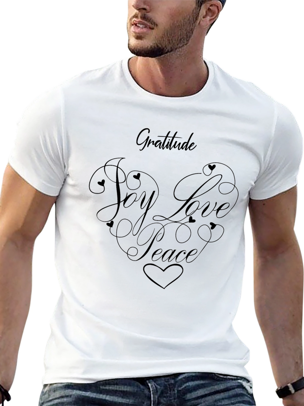 Gratitude Joy Love Peace Graphic Tee - Black