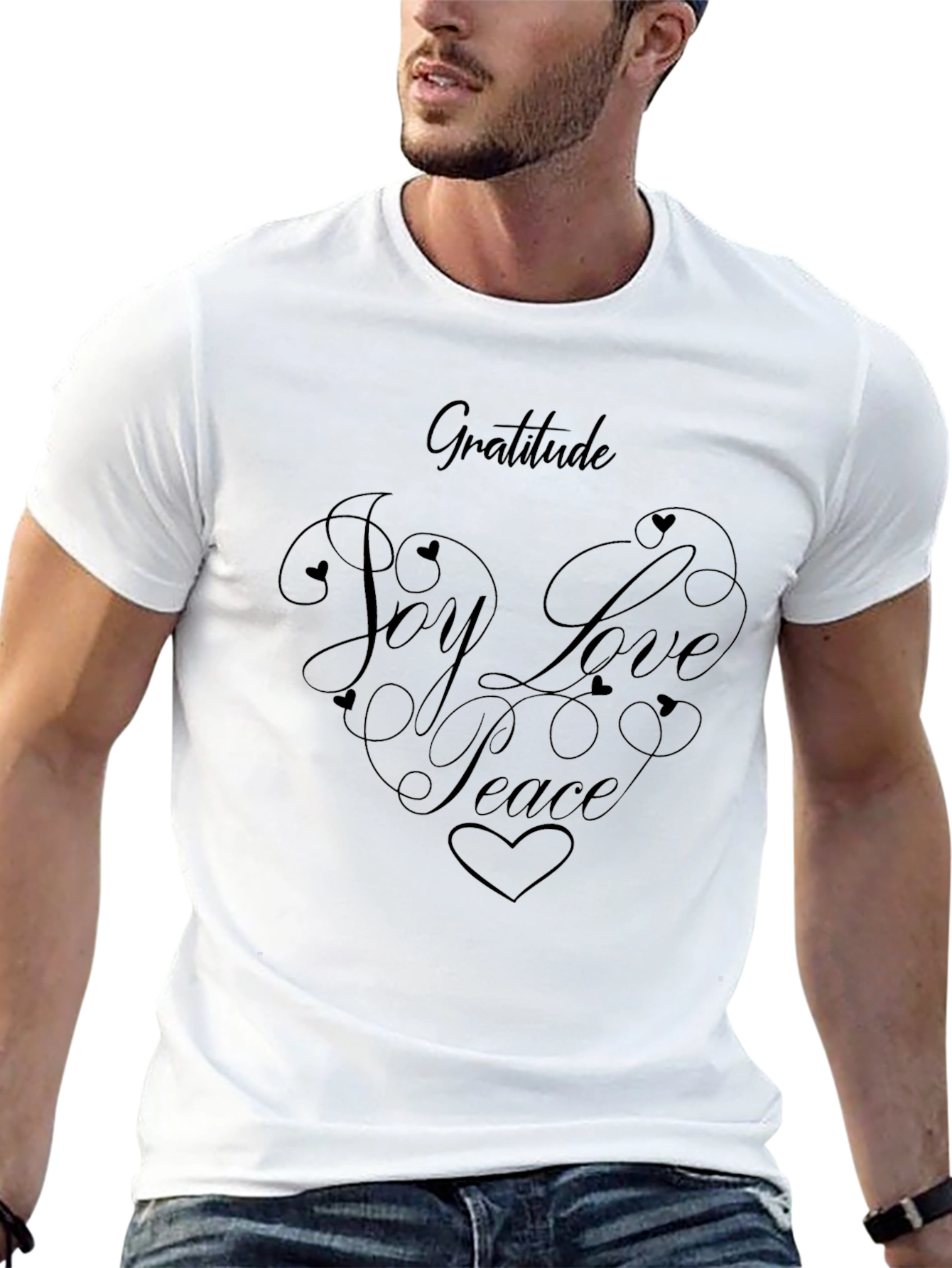 Gratitude Joy Love Peace Graphic Tee - Black