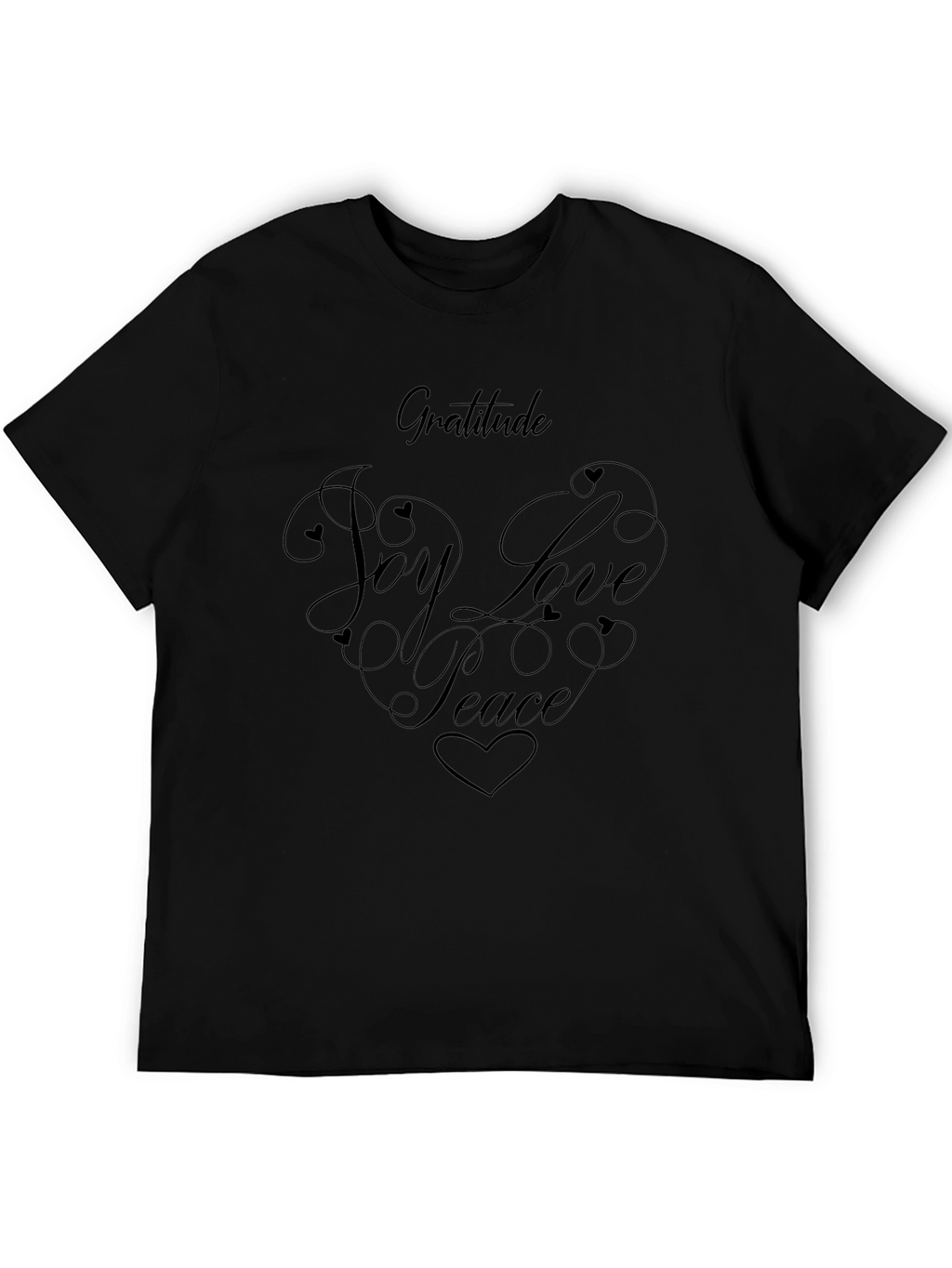 Gratitude Joy Love Peace Graphic Tee - Black