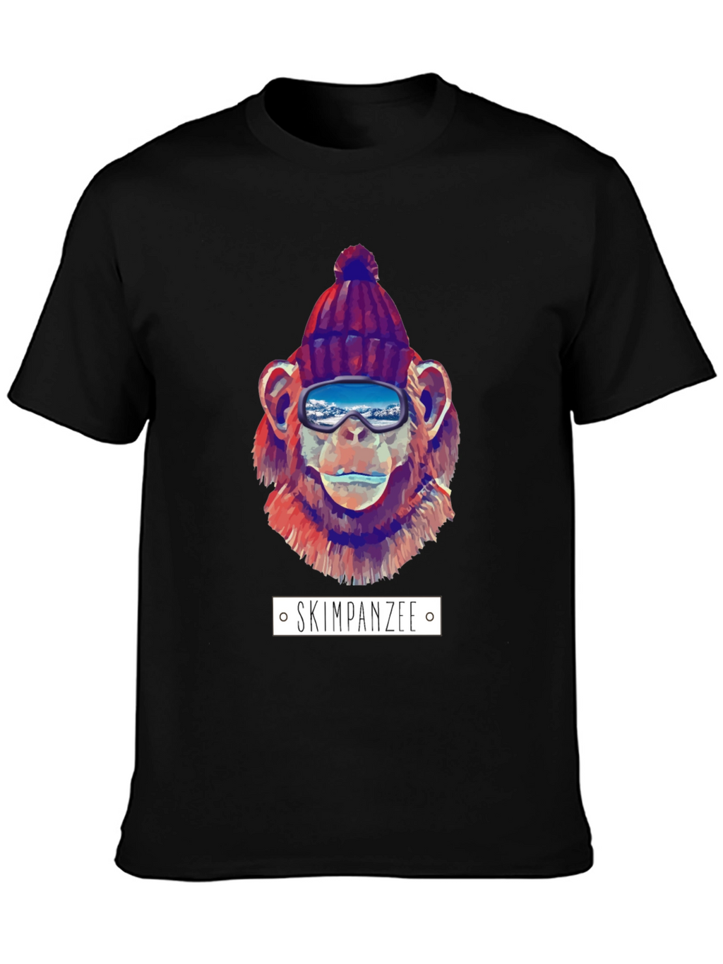 Skiing Chimpanzee Graphic T-Shirt