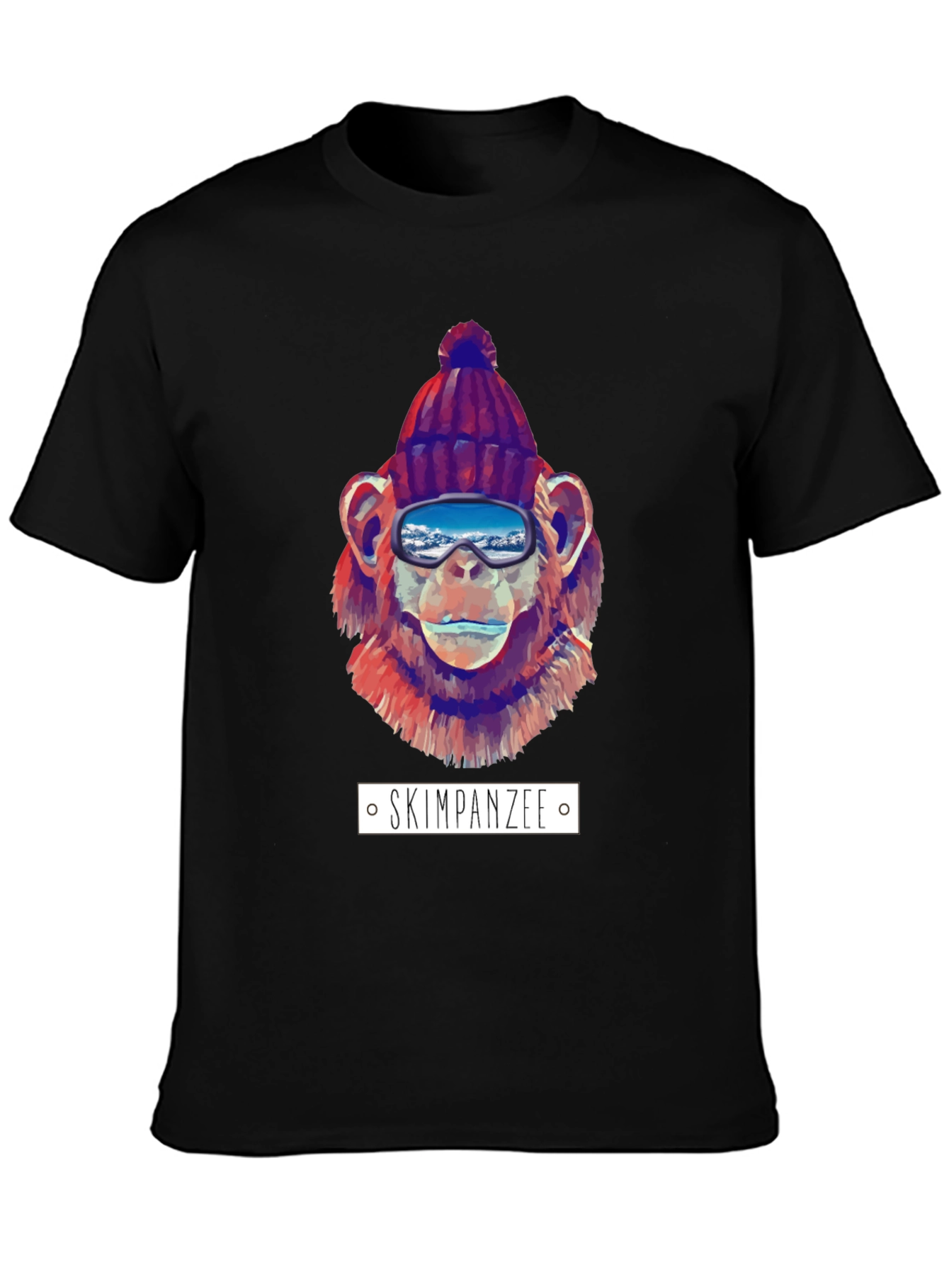 Skiing Chimpanzee Graphic T-Shirt