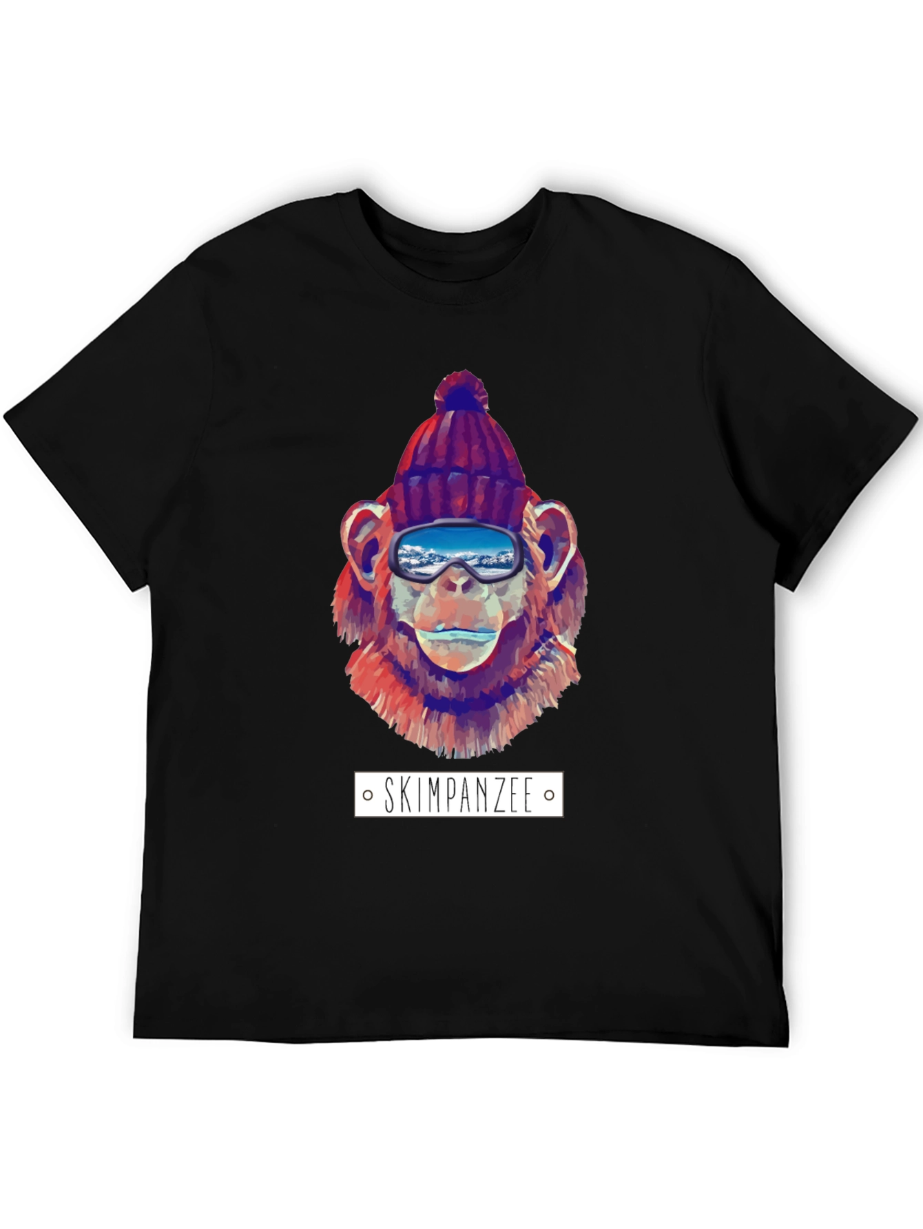 Skiing Chimpanzee Graphic T-Shirt
