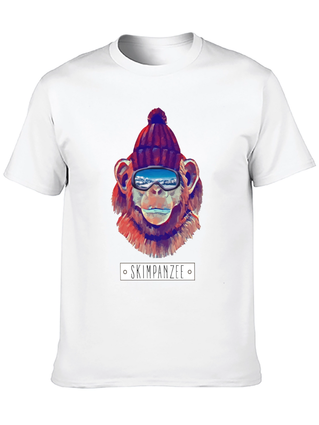 Skiing Chimpanzee Graphic T-Shirt