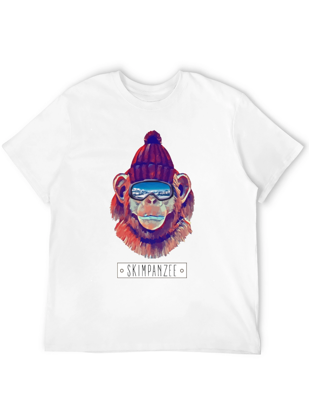Skiing Chimpanzee Graphic T-Shirt