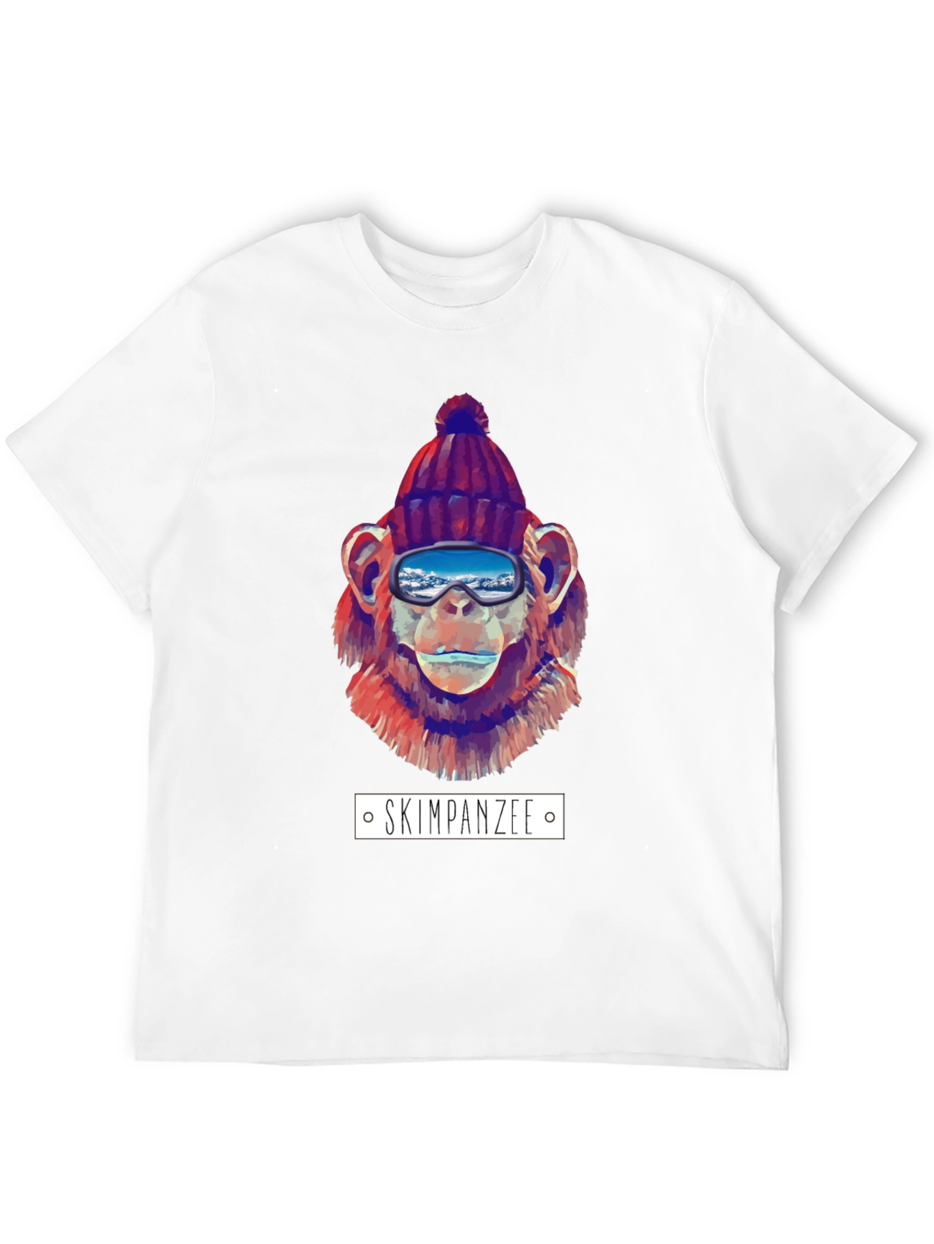 Skiing Chimpanzee Graphic T-Shirt