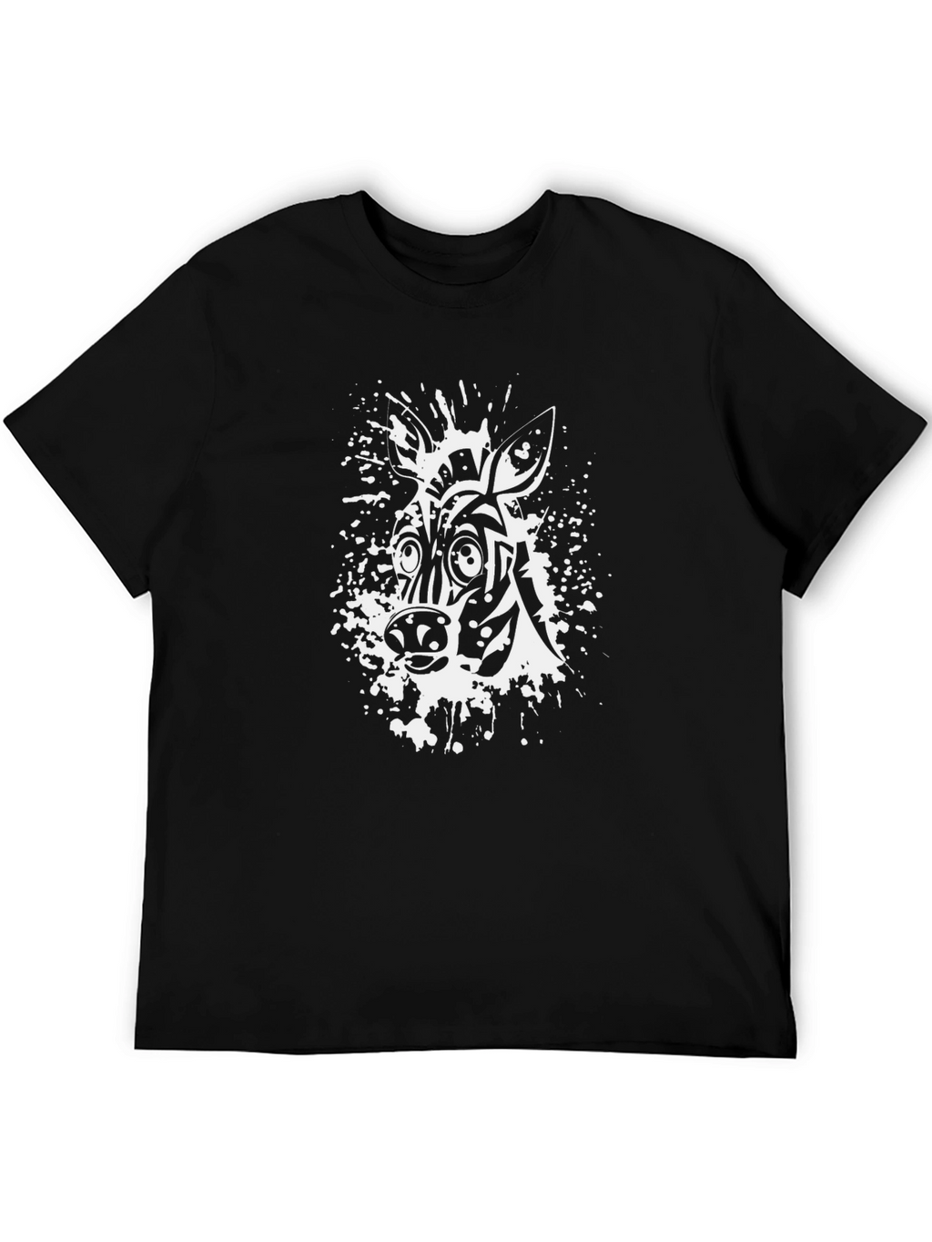 Zebra Splash Graphic Print Black T-Shirt