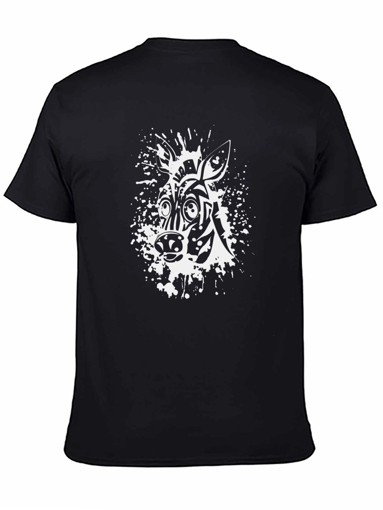 Zebra Splash Graphic Print Black T-Shirt