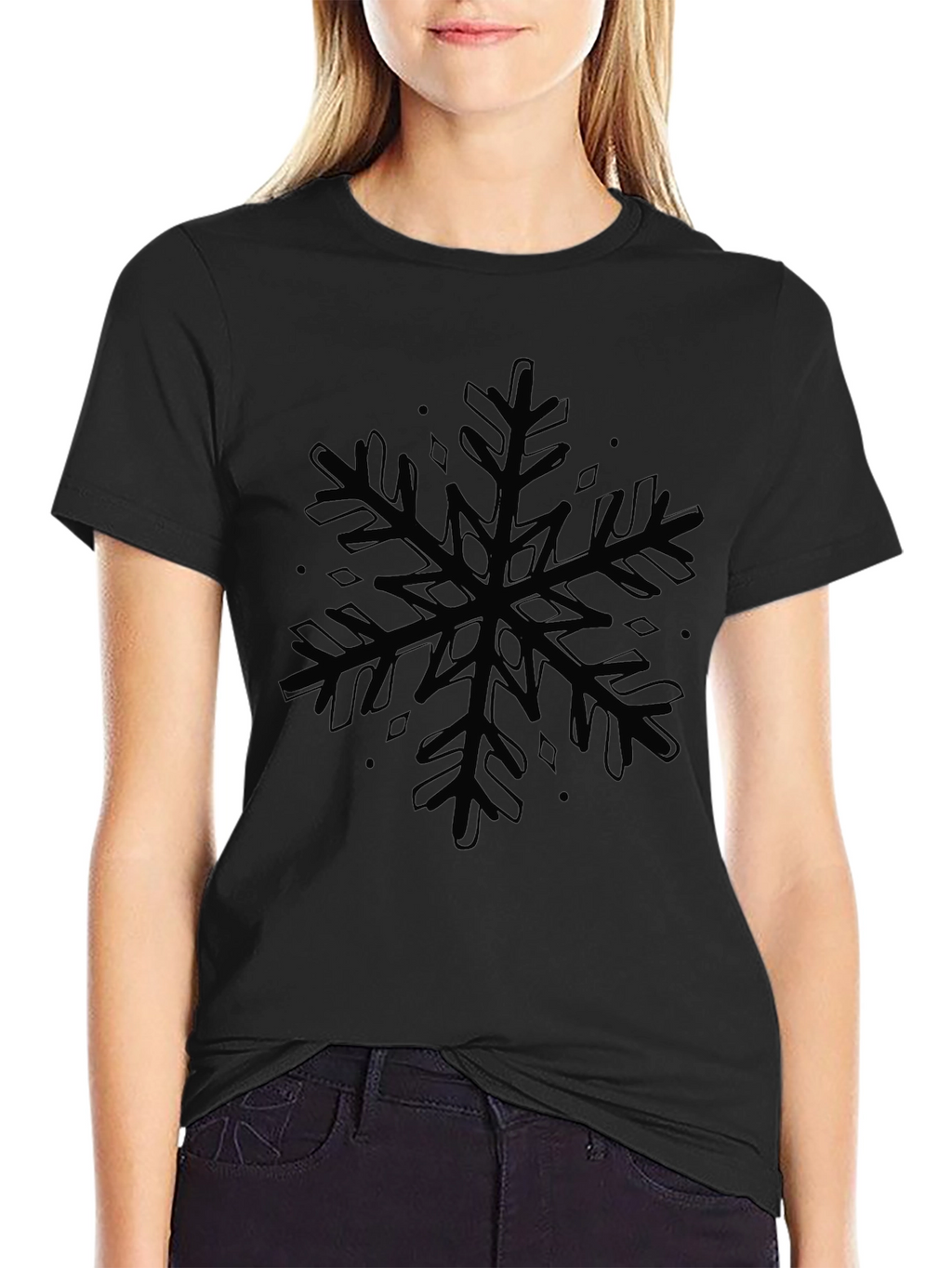 Snowflake Graphic Black T-Shirt