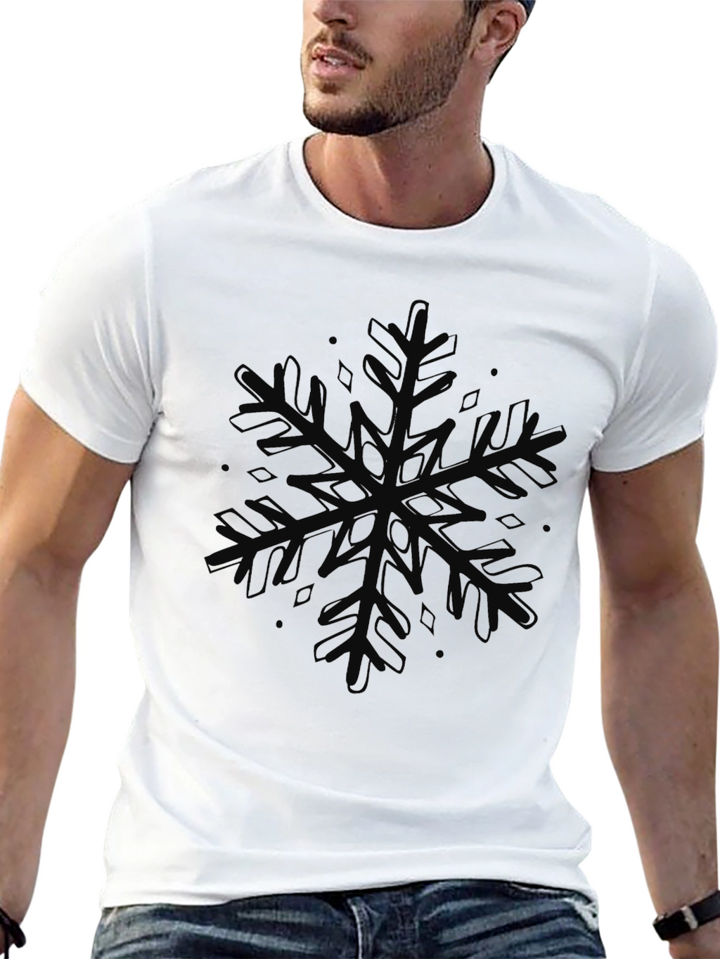 Snowflake Graphic Black T-Shirt