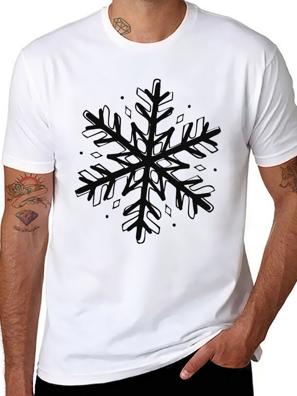 Snowflake Graphic Black T-Shirt