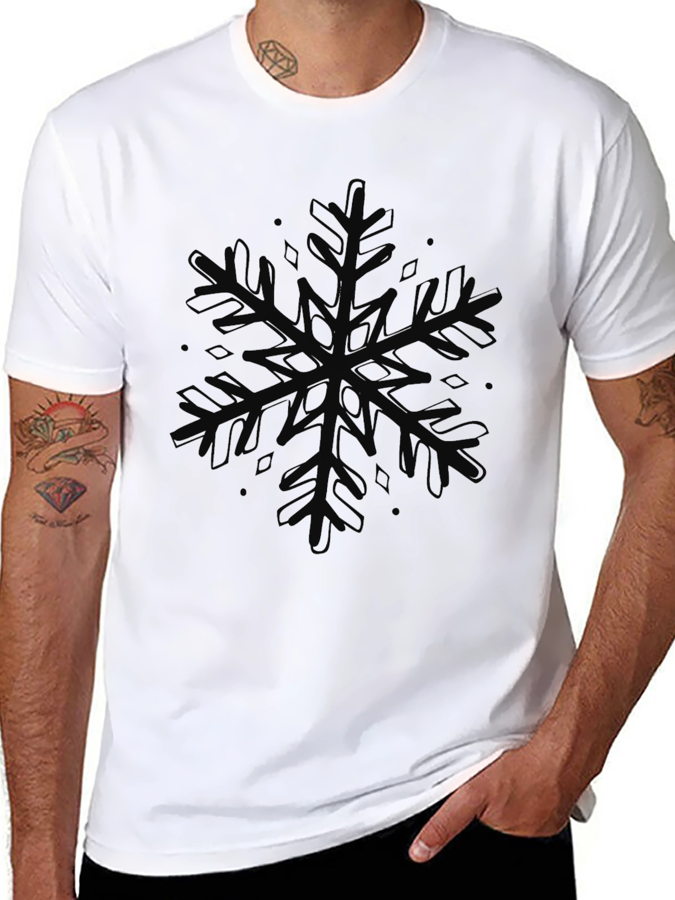 Snowflake Graphic Black T-Shirt