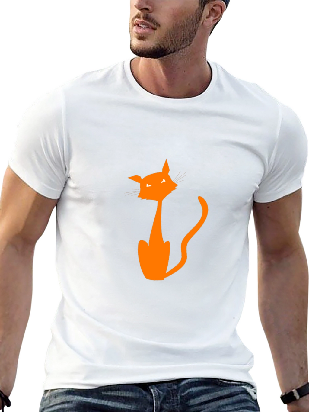 Halloween Cat Graphic Tee - Mens Black T-Shirt
