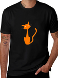 Halloween Cat Graphic Tee - Mens Black T-Shirt