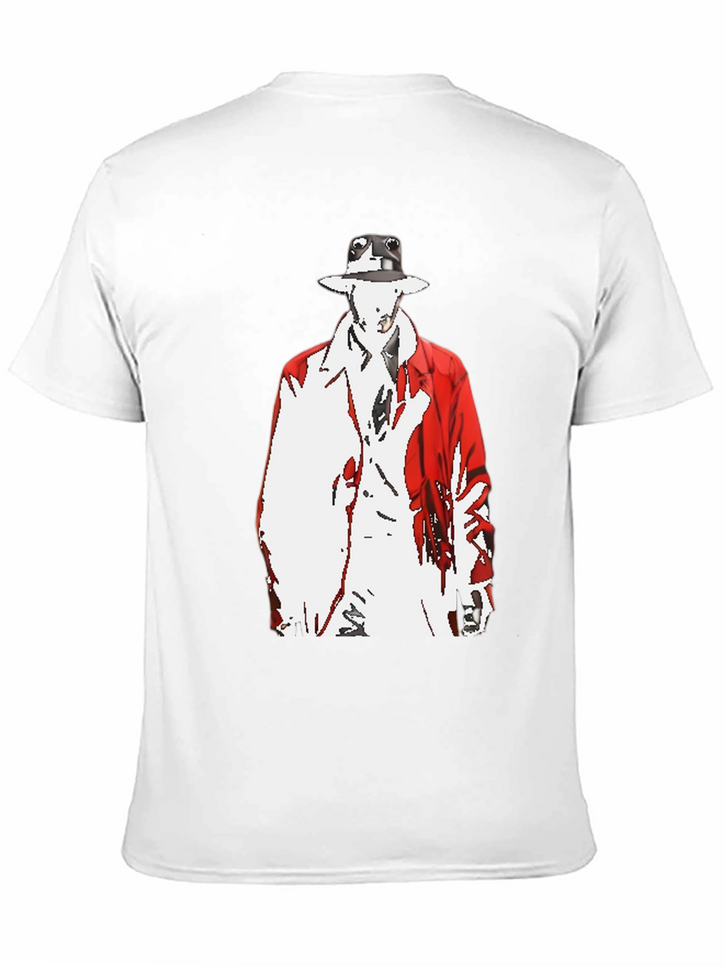 Abstract Man in Red Coat Graphic Black T-Shirt