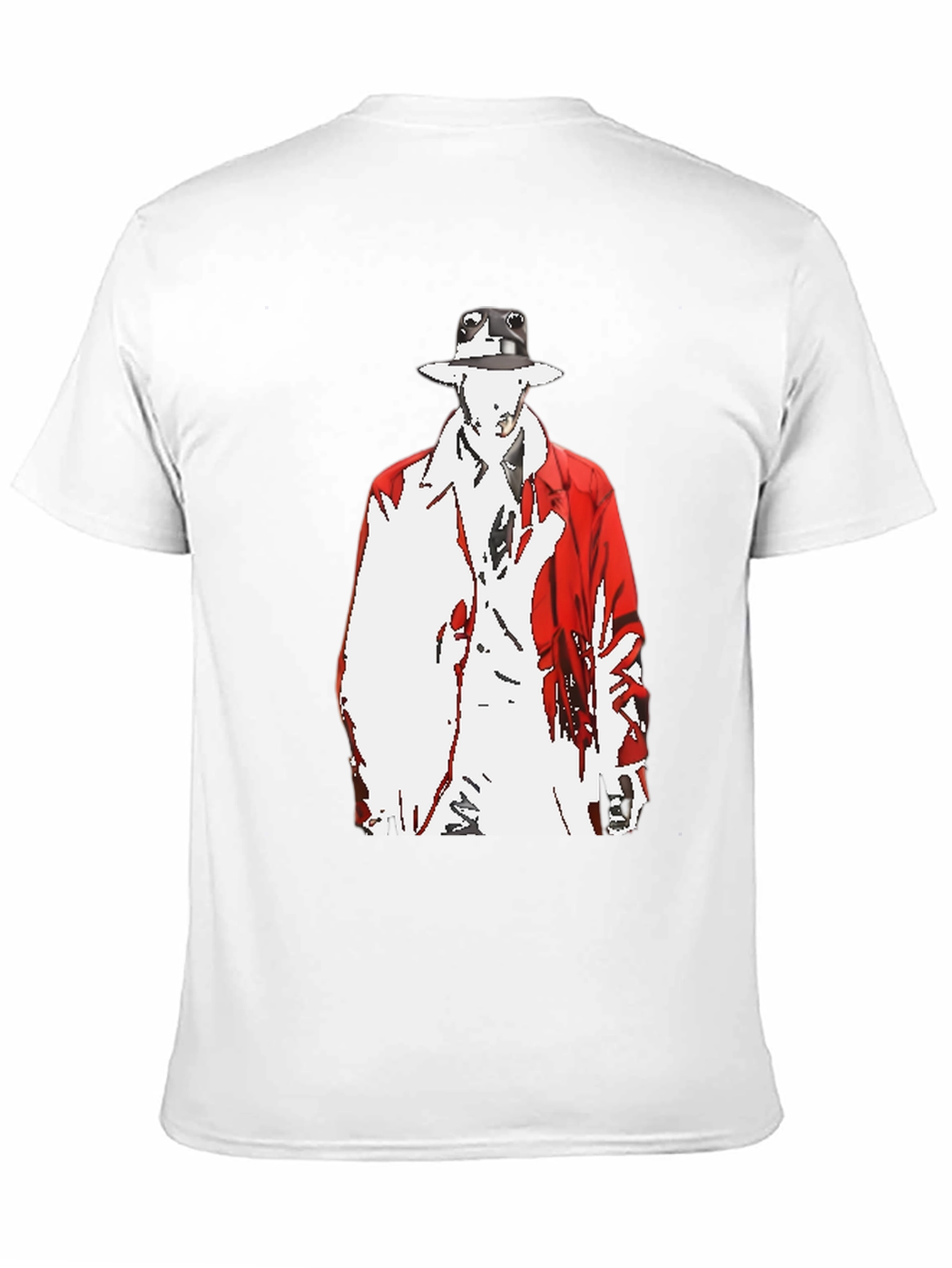 Abstract Man in Red Coat Graphic Black T-Shirt