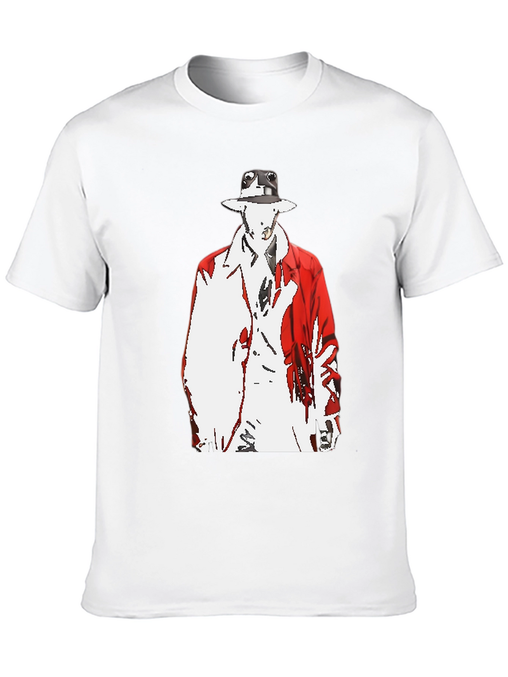 Abstract Man in Red Coat Graphic Black T-Shirt