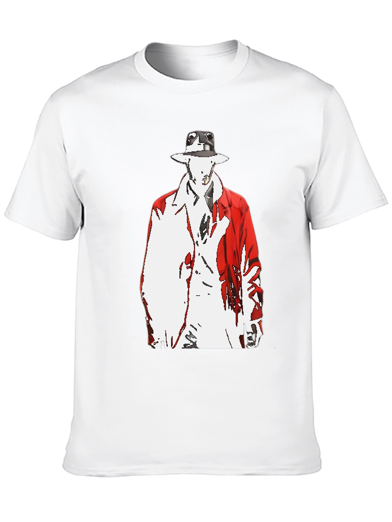 Abstract Man in Red Coat Graphic Black T-Shirt