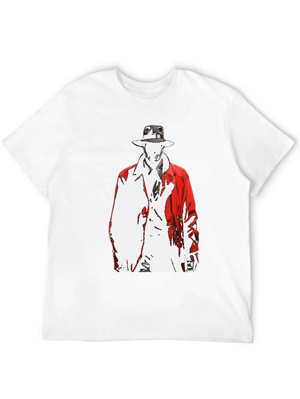 Abstract Man in Red Coat Graphic Black T-Shirt
