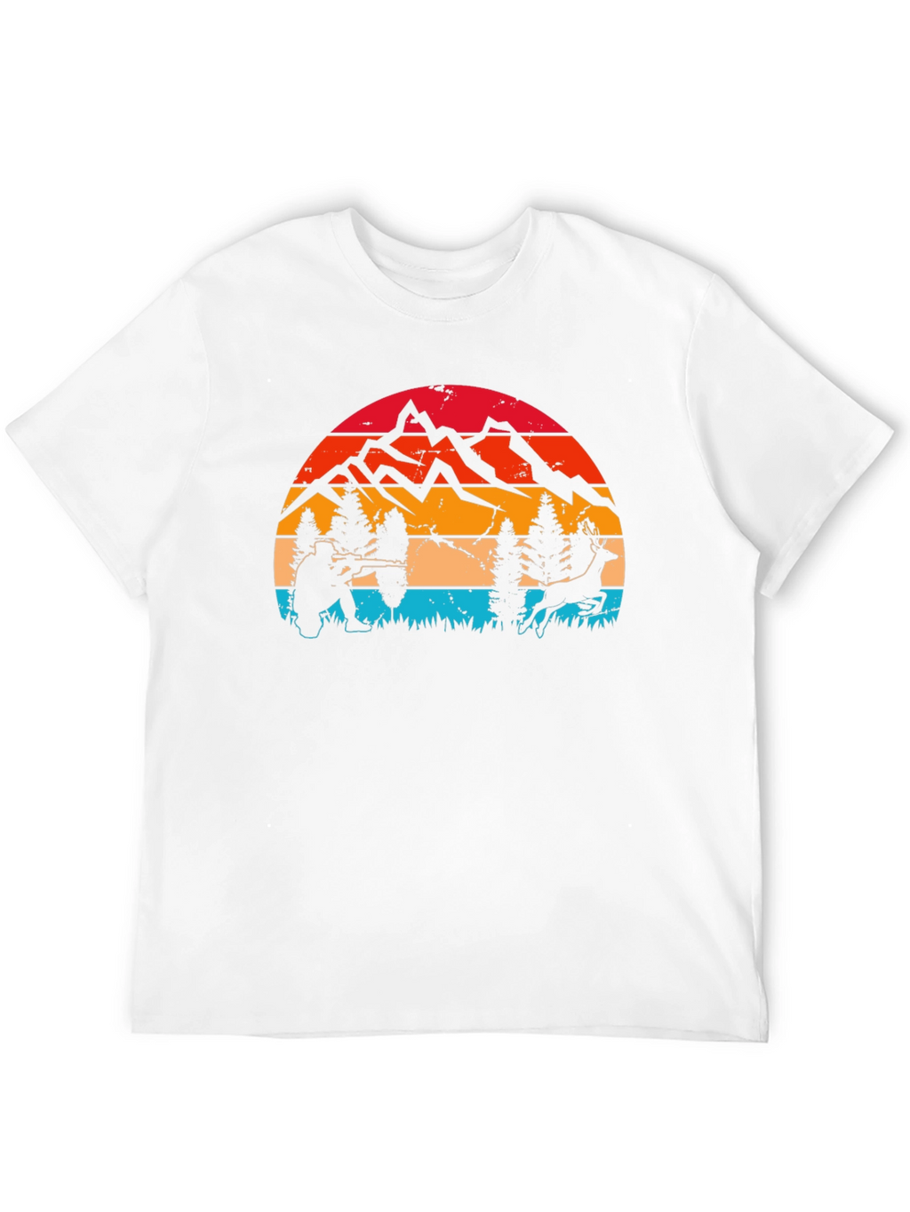 Hunter & Deer Graphic Tee - Retro Style