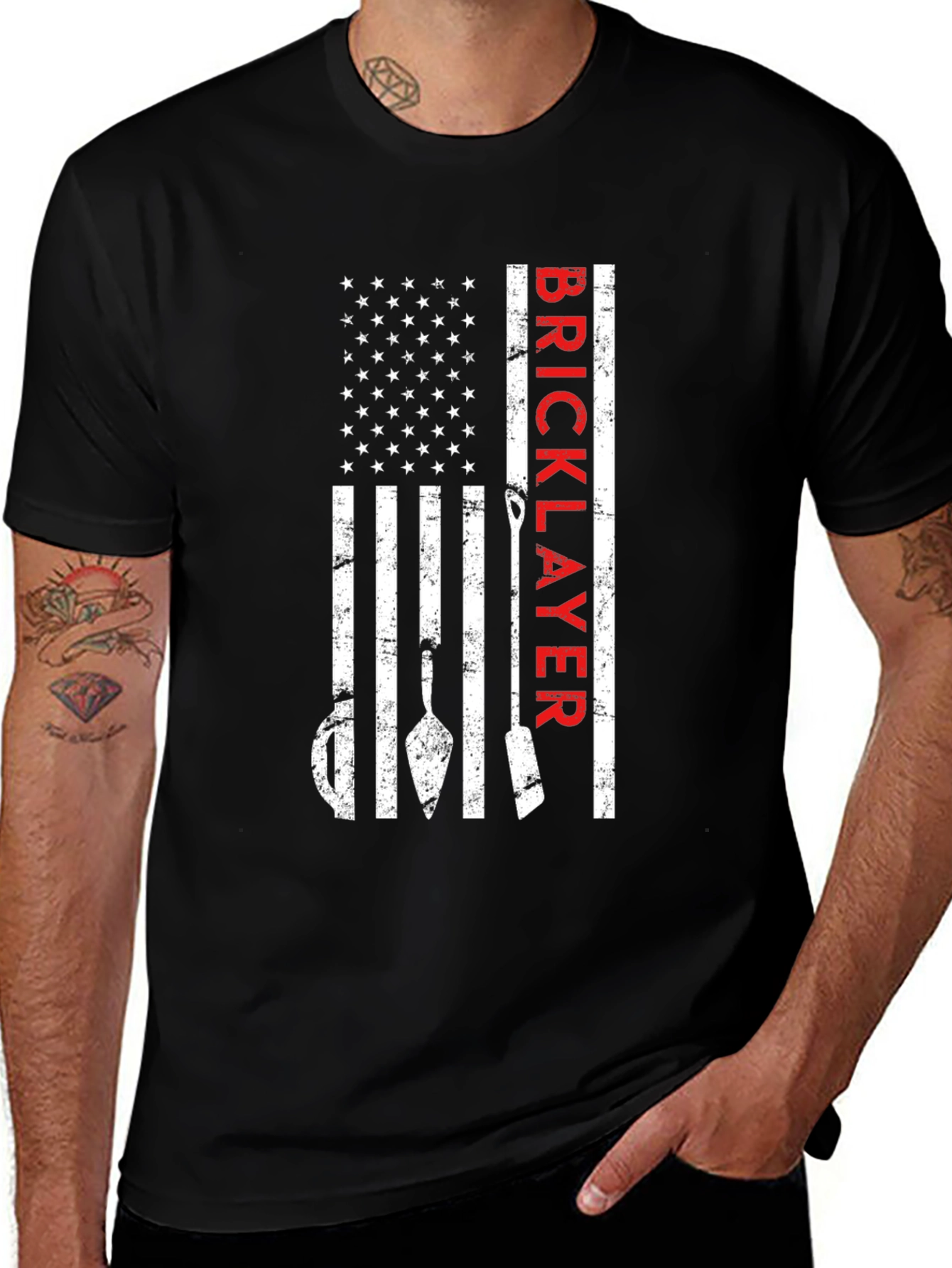 Bricklayer USA Flag T-Shirt - Patriotic Construction Tee