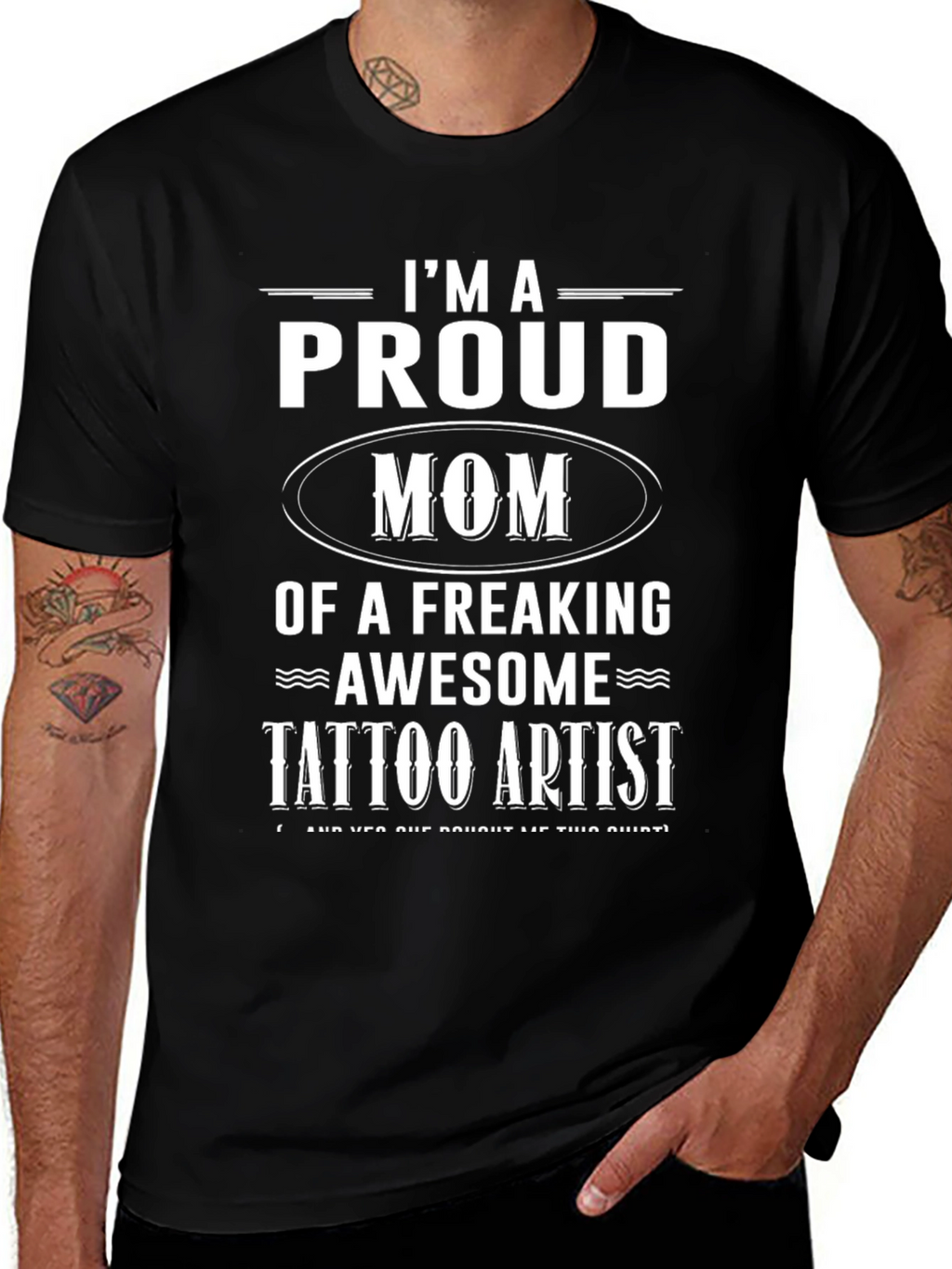 Proud Tattoo Artist Mom T-Shirt - Black Graphic Tee