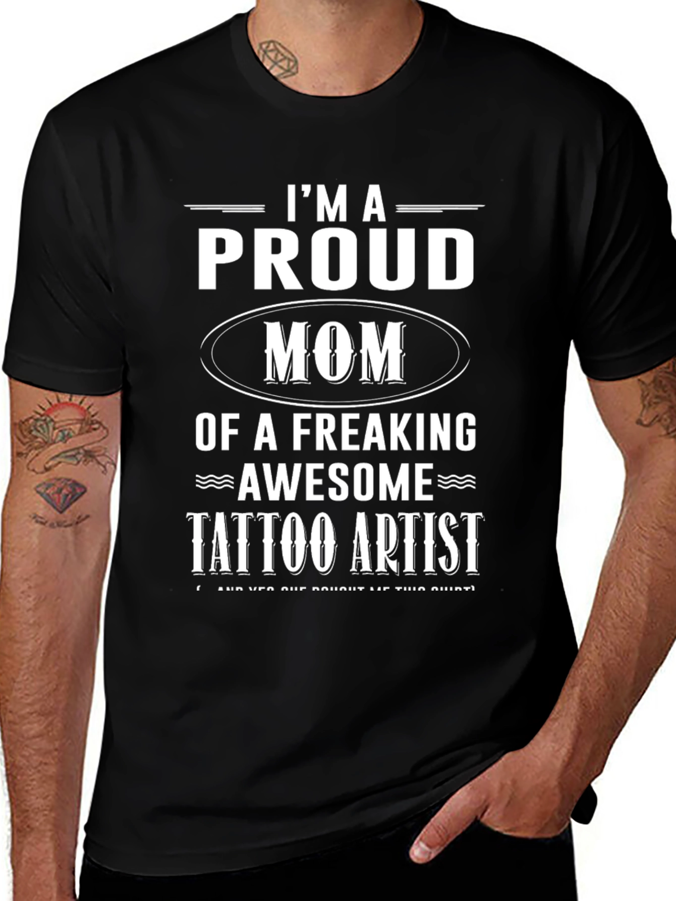 Proud Tattoo Artist Mom T-Shirt - Black Graphic Tee