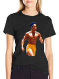 Black T-Shirt with Athlete Graphic