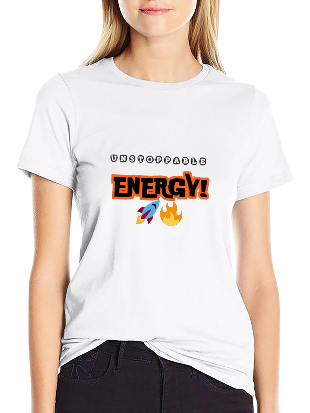Unstoppable Energy Black T-Shirt - Rocket & Flame Design