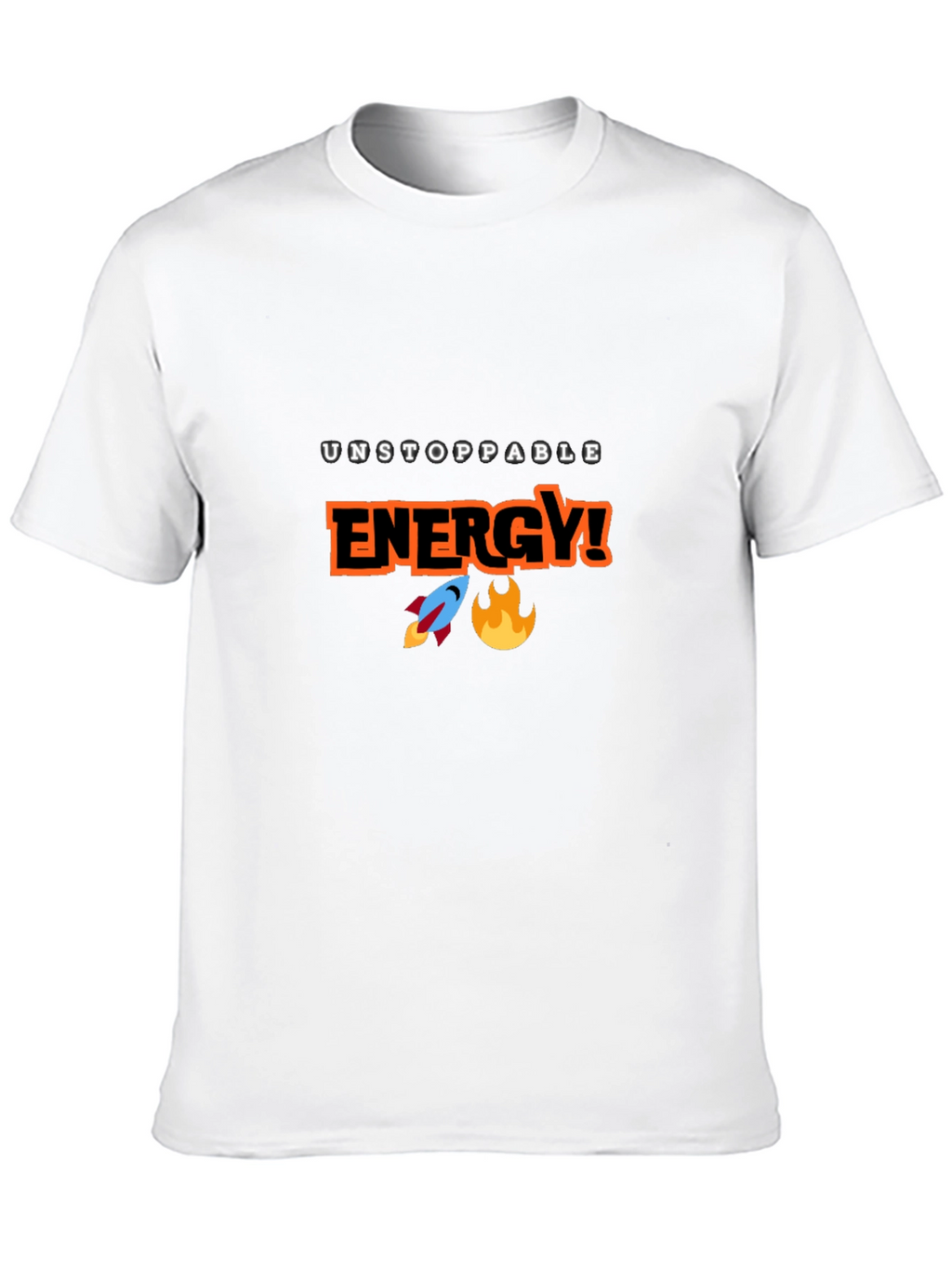 Unstoppable Energy Black T-Shirt - Rocket & Flame Design