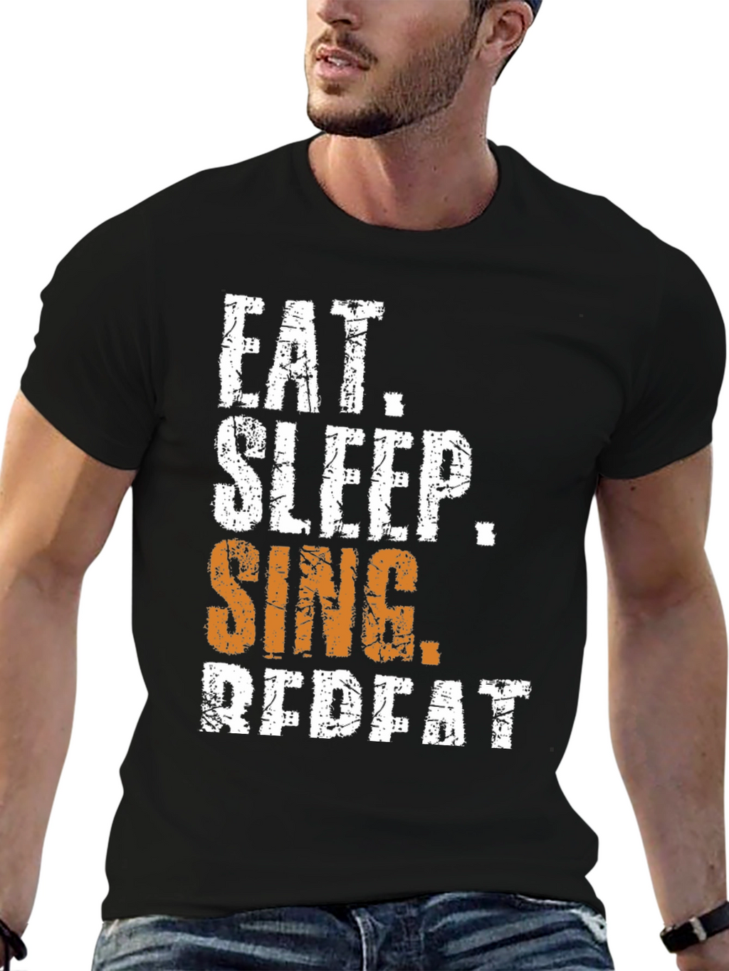 Eat Sleep Sing Repeat T-Shirt - Black Graphic Tee