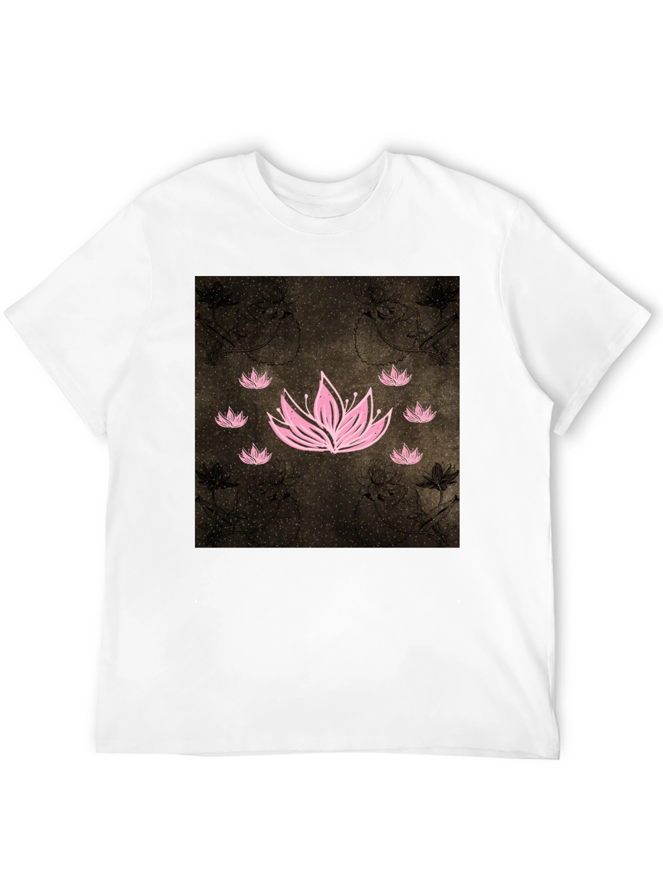 Lotus Graphic Black Tee - Unique Floral Design