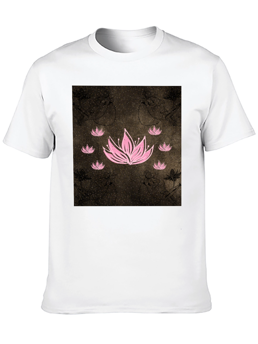 Lotus Graphic Black Tee - Unique Floral Design