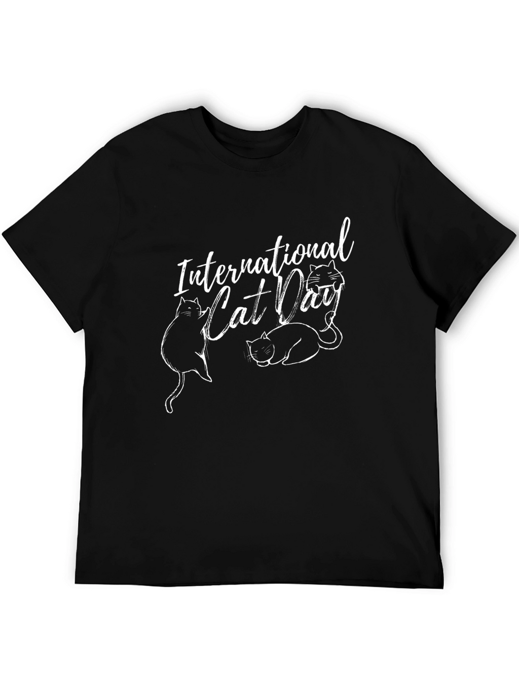 International Cat Day Black T-Shirt