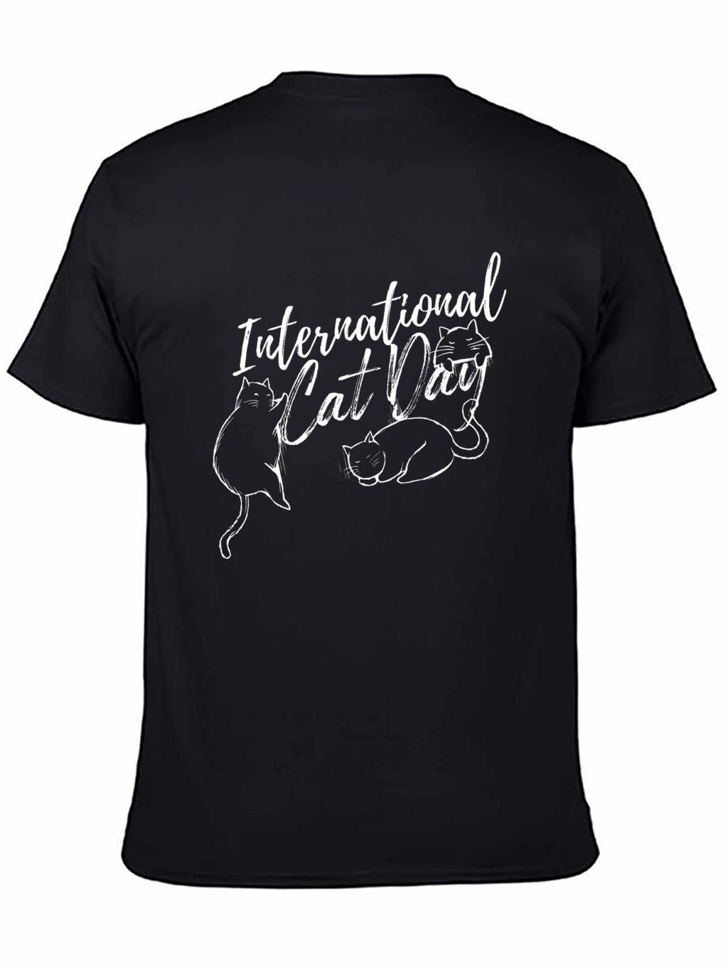 International Cat Day Black T-Shirt