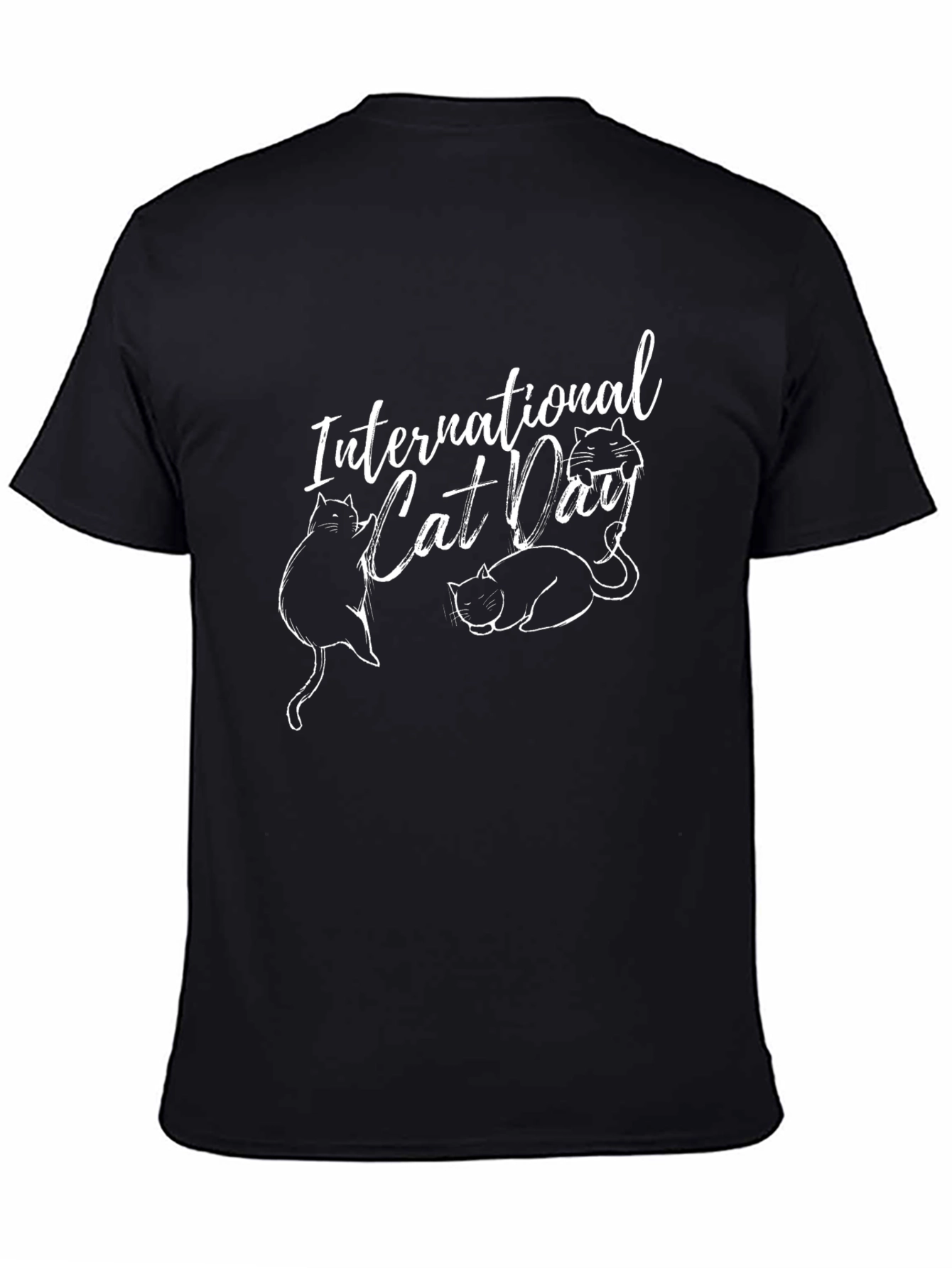 International Cat Day Black T-Shirt