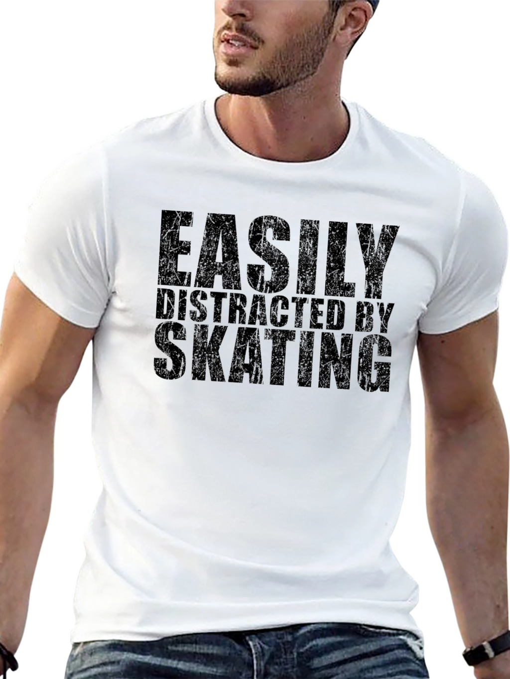 Easily Distracted by Skating Black T-Shirt