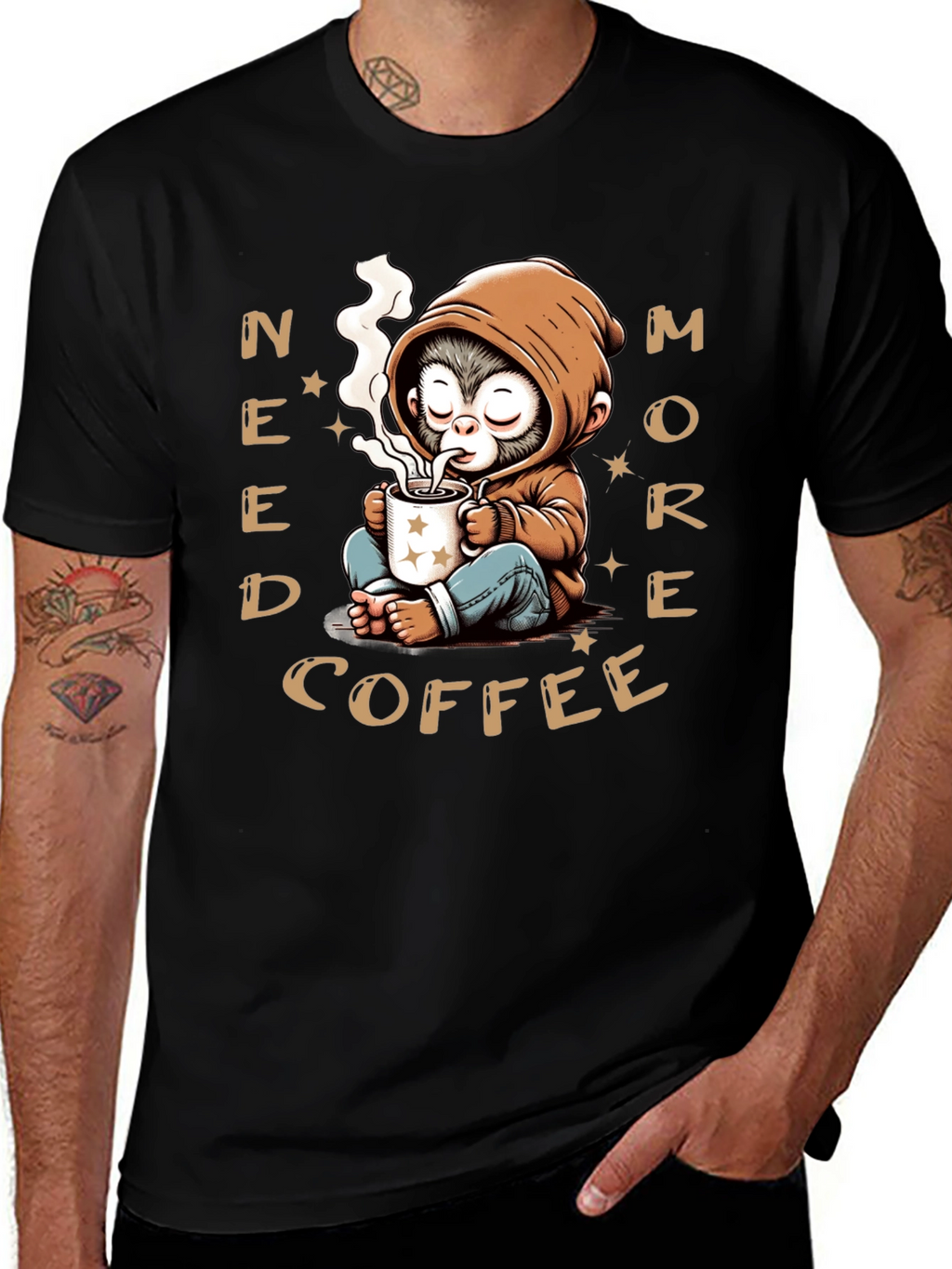 Need More Coffee Monkey Graphic T-Shirt